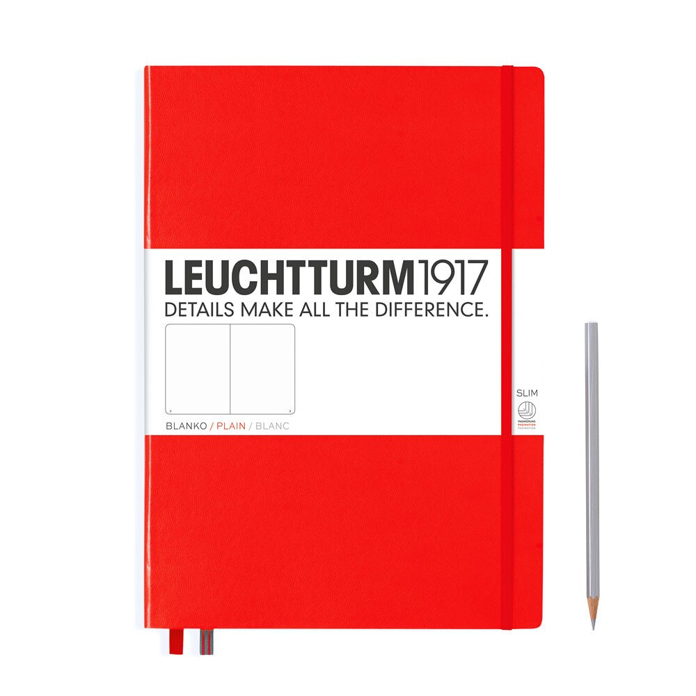 Leuchtturm 1917 Master Slim A4+ Hardcover Notebook 121ct – Red – Plain
